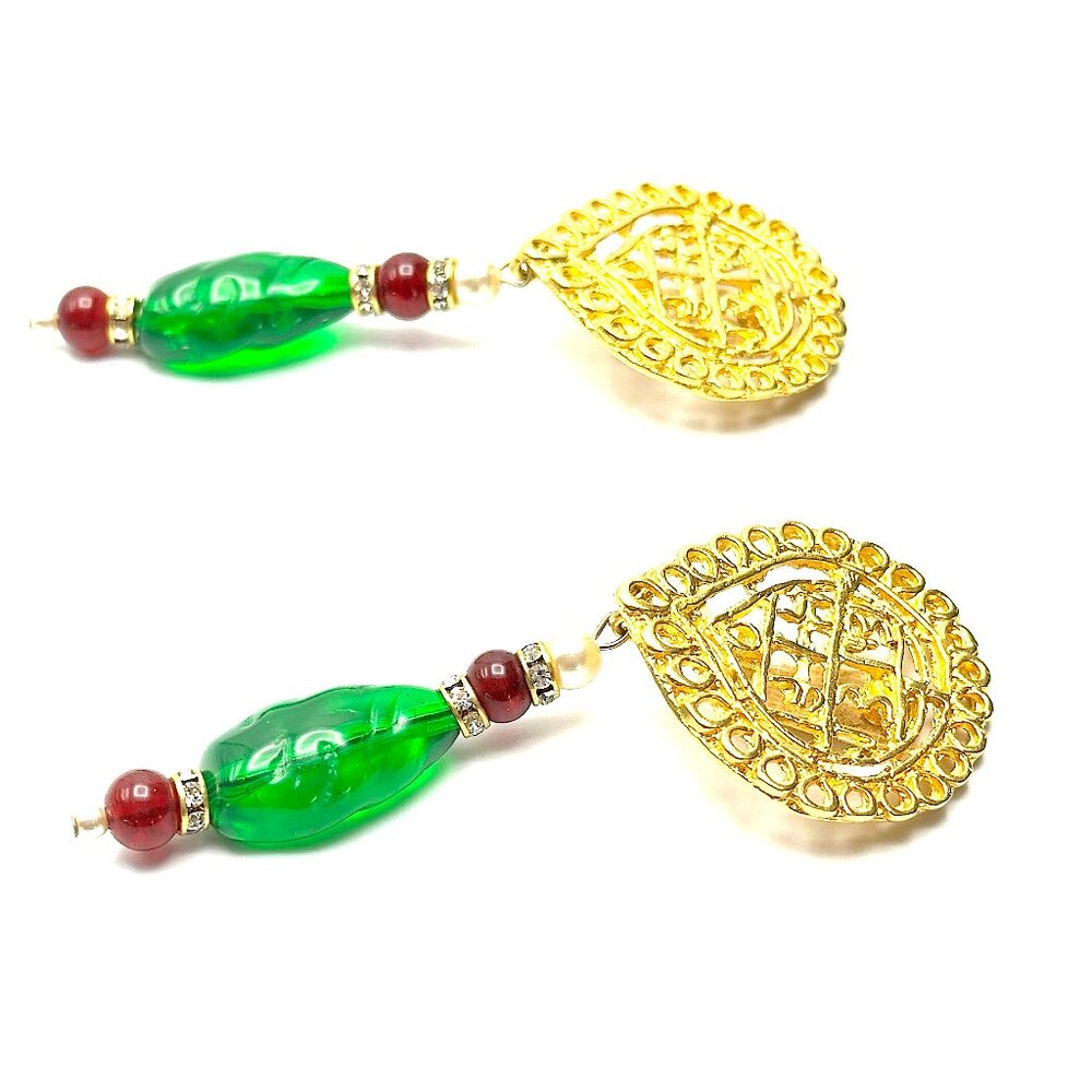 Vintage Kenneth Jay Lane Ornate Gold Clip-on Earrings — KJL Couture Collection - Picture 9 of 9